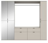 Garderobe Set Line-Up in Kaschmir, Garderobenschrank mit Spiegel 212 x 193 cm