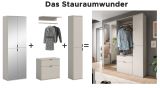 Garderobe Set Line-Up in Kaschmir, Garderobenschrank mit Spiegel 212 x 193 cm