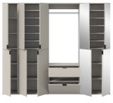 Garderobe Set Line-Up in Kaschmir, Garderobenschrank mit Spiegel 213 x 193 cm