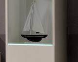 Wohnwand Option in Kaschmir Schrankwand 4-teilig h�ngend mit Ethanol Kamin und LED, 260 x 170 cm