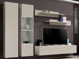 Wohnwand Option in Kaschmir Schrankwand 5-teilig h�ngend inkl. LED und Push-To-Open, 260 x 170 cm
