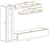 Wohnwand Option in Kaschmir Schrankwand 4-teilig h�ngend mit LED und Push-To-Open, 210 x 170 cm