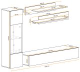 Wohnwand Option in Kaschmir Schrankwand 4-teilig h�ngend mit Push-To-Open, 210 x 170 cm