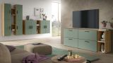TV-Lowboard Onawa in Gr�n und Artisan Eiche TV-Unterteil h�ngend / stehend 176 cm, Soft-Close