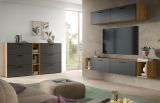 Stauraumschrank Onawa in Grau und Artisan Eiche Mehrzweckschrank 65 x 178 cm