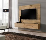 TV-Lowboard Set Public in Wotan Eiche, Flat-TV Unterschrank h�ngend mit Akustikpaneel, 180 cm