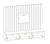 TV-Lowboard Set Public in Wotan Eiche, Flat-TV Unterschrank h�ngend mit Akustikpaneel, 180 cm