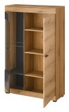 Vitrine Assina in Evoke Eiche und Grau matt, Vitrinenschrank 90 x 141 cm mit Soft-Close