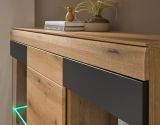 Highboard Assina in Evoke Eiche und Grau matt, Schrank 140 x 141 cm mit Soft-Close