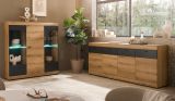 Highboard Assina in Evoke Eiche und Grau matt, Schrank 140 x 141 cm mit Soft-Close