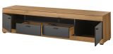 TV-Lowboard Assina in Evoke Eiche und Graphit Grau, Flat-TV Unterschrank 200 cm mit Soft-Close