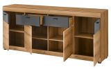 Sideboard Assina in Evoke Eiche und Graphit Grau, gro�e Kommode 200 cm mit Soft-Close