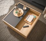 Couchtisch Assina in Evoke Eiche und Graphit Grau, Wohnzimmertisch mit Stauraum, 75 x 75 cm