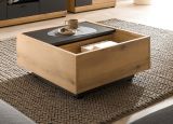 Couchtisch Assina in Evoke Eiche und Graphit Grau, Wohnzimmertisch mit Stauraum, 75 x 75 cm