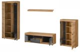 Wohnwand Assina in Evoke Eiche und Graphit Grau, Wohnkombination 350 x 201 cm mit Soft-Close