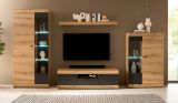 Wohnwand Assina in Evoke Eiche und Graphit Grau, Wohnkombination 350 x 201 cm mit Soft-Close