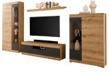 Wohnwand Assina in Evoke Eiche und Graphit Grau, Wohnkombination 350 x 201 cm mit Soft-Close
