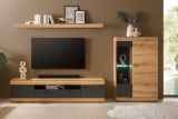 Wohnwand Assina in Evoke Eiche und Graphit Grau 3-teilig 300 cm, Schrankwand mit Soft-Close
