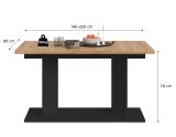 Esstisch Anton in Artisan Eiche und schwarz Tisch 2-fach ausziehbar 140-180-220 x 90 cm