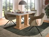 Esstisch Home-X in Kaschmir und Artisan Eiche, S�ulentisch ausziehbar 150 - 190 cm