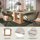 Esstisch Home-X in Kaschmir und Artisan Eiche, S�ulentisch ausziehbar 150 - 190 cm