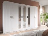 Kleiderschrank Jondal in wei� Dreht�renschrank mit Spiegel 7-t�rig skandinavisch 280 x 194 cm