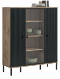 Highboard Graz in schwarz und Nox Eiche Vitrine 115 x 137 cm