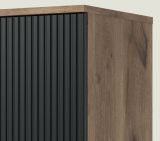 Vitrine Graz in schwarz und Nox Eiche Vitrinenschrank 83 x 198 cm