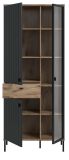 Vitrine Graz in schwarz und Nox Eiche Vitrinenschrank 83 x 198 cm
