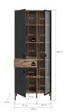 Vitrine Graz in schwarz und Nox Eiche Vitrinenschrank 83 x 198 cm