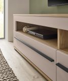 TV-Lowboard Design-D in Kaschmir und Cremona Eiche TV Unterteil 180 cm, mit Soft-Close