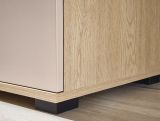 Highboard Design-D in Kaschmir und Cremona Eiche Vitrine 160 x 126 cm, mit Soft-Close