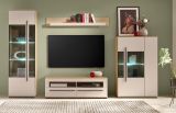 Wohnwand Design-D in Kaschmir und Cremona Eiche Wohnkombination Set 4-teilig 310 cm, mit Soft-Close