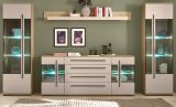 Wohnwand Design-D in Kaschmir und Eiche Wohnkombination Set 4-teilig 340 cm, mit Soft-Close