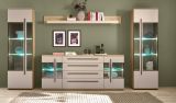Wohnwand Design-D in Kaschmir und Eiche Wohnkombination Set 4-teilig 340 cm, mit Soft-Close