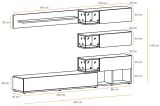 Wohnwand Lester in Anthrazit und Wotan Eiche Schrankwand mit LED, Push-to-Open, 240 x 150 cm