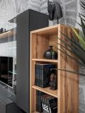 Wohnwand Lester in Anthrazit und Wotan Eiche, Schrankwand inkl. LED und Push-to-Open, 240 x 145 cm