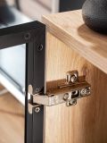Sideboard Lines in Hickory Eiche und schwarz Kommode mit LED und Push-to-Open, 160 x 82 cm