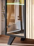 Wohnwand Lines in Hickory Eiche und schwarz Schrankwand 4-teilig mit LED und Push-to-Open, 340 x 192 cm