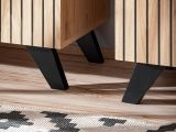 Wohnwand Lines in Hickory Eiche und schwarz Schrankwand 4-teilig mit Ethanol Kamin und LED, 340 x 192 cm