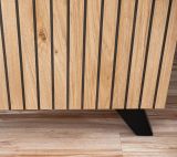 TV-Lowboard Lines in Hickory Eiche und schwarz TV-M�bel mit Ethanol Kamin, 160 x 52 cm