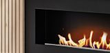 TV-Lowboard Lines in Hickory Eiche und schwarz TV-M�bel mit Ethanol Kamin, 160 x 52 cm