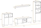 Wohnwand Heritage in Wotan Eiche mit Schwarz inklusive LED, 330 x 197 cm