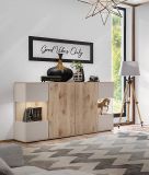 Sideboard Cathlyn in Eiche und Kaschmir Kommode inkl. LED, 160 x 92 cm