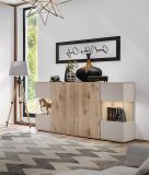 Sideboard Cathlyn in Eiche und Kaschmir Kommode inkl. LED, 160 x 92 cm