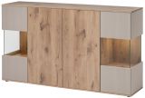 Sideboard Cathlyn in Eiche und Kaschmir Kommode inkl. LED, 160 x 92 cm