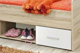 Kinderbett / Jugendbett Superior in wei� und Sonoma Eiche Bett inkl. Lattenrost 96 x 204 cm