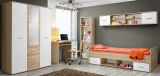 Schreibtisch Superior in wei� und Sonoma Eiche Laptoptisch f�r Kinderzimmer / Jugendzimmer, 104 x 76 cm