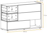 Sideboard Lester in Grau / Anthrazit und Wotan Eiche Kommode mit LED, Push-to-Open, 120 x 77 cm