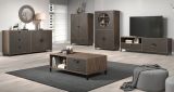 Vitrine Oriana in Bronze und Rostoptik, Highboard 97 x 163 cm mit Soft-Close